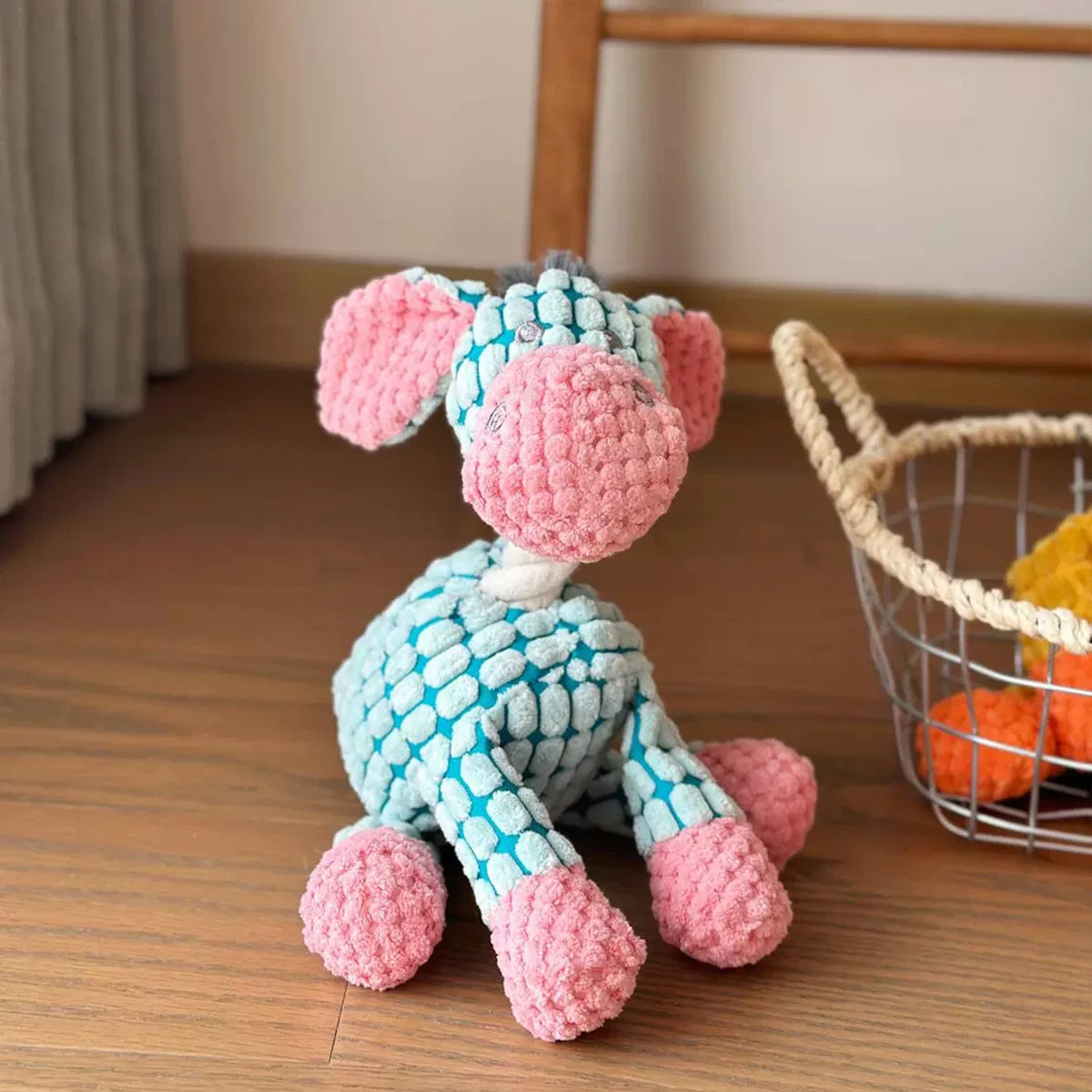 Donkey Plush Dog Toy – Squeaky Chewable Interactive Toy for Puppies & Dogs, Soft Teething Toy