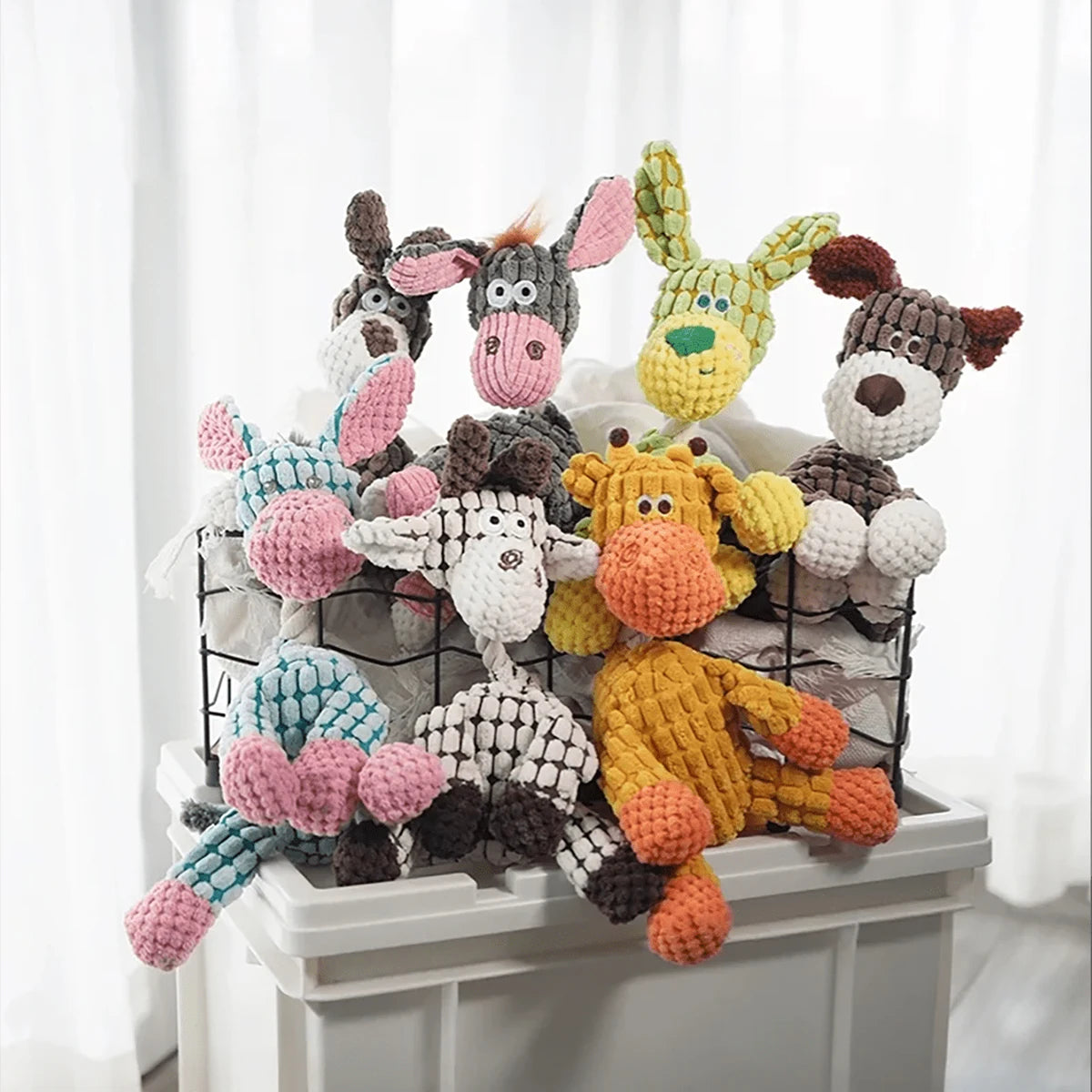 Donkey Plush Dog Toy – Squeaky Chewable Interactive Toy for Puppies & Dogs, Soft Teething Toy
