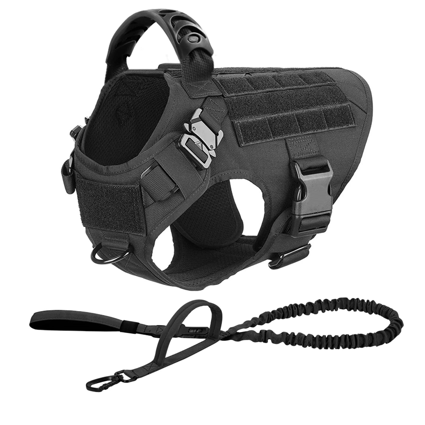 Heavy-Duty Tactical Dog Harness Set with Leash – No Pull Training Vest for Large Breeds