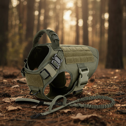 Heavy-Duty Tactical Dog Harness Set with Leash – No Pull Training Vest for Large Breeds
