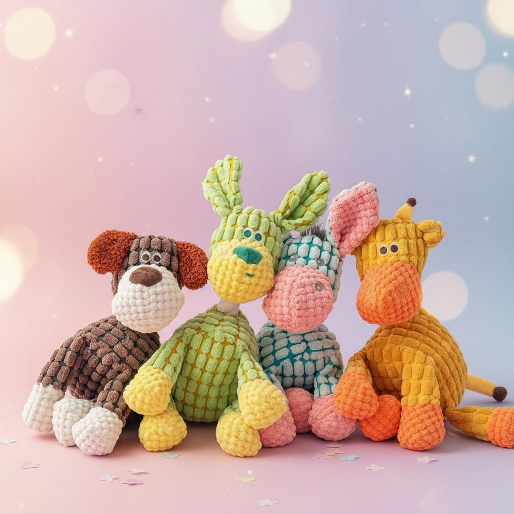 Donkey Plush Dog Toy – Squeaky Chewable Interactive Toy for Puppies & Dogs, Soft Teething Toy