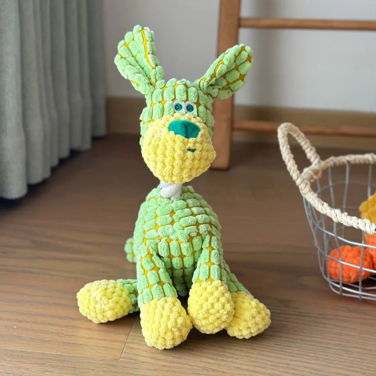Donkey Plush Dog Toy – Squeaky Chewable Interactive Toy for Puppies & Dogs, Soft Teething Toy