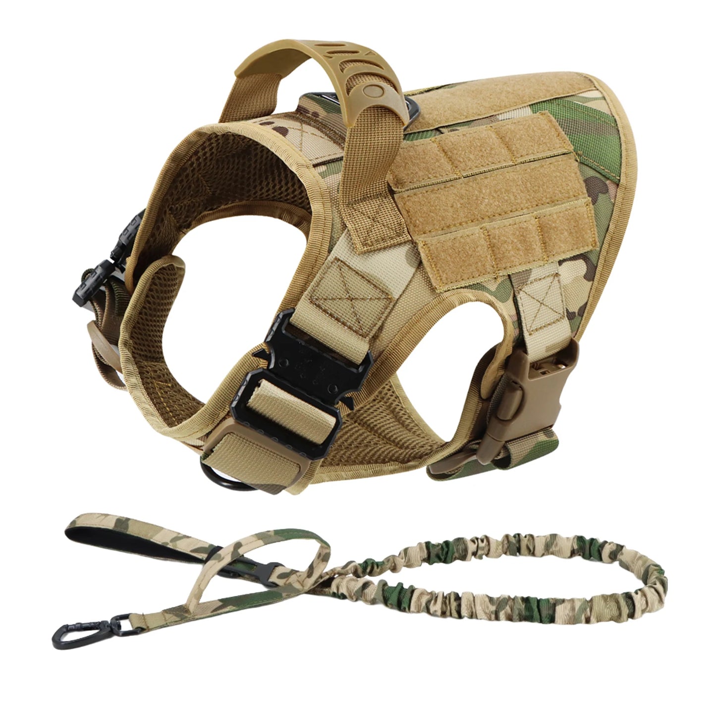 Heavy-Duty Tactical Dog Harness Set with Leash – No Pull Training Vest for Large Breeds