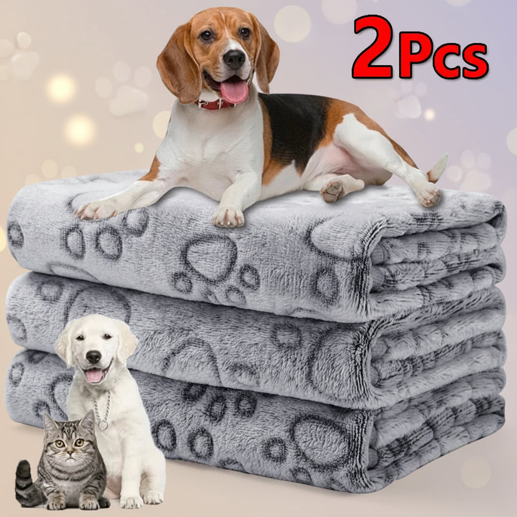 Pawfect Nest™ Cozy Paw Blanket – Soft & Warm Pet Blanket for Dogs & Cats (2-Pack)