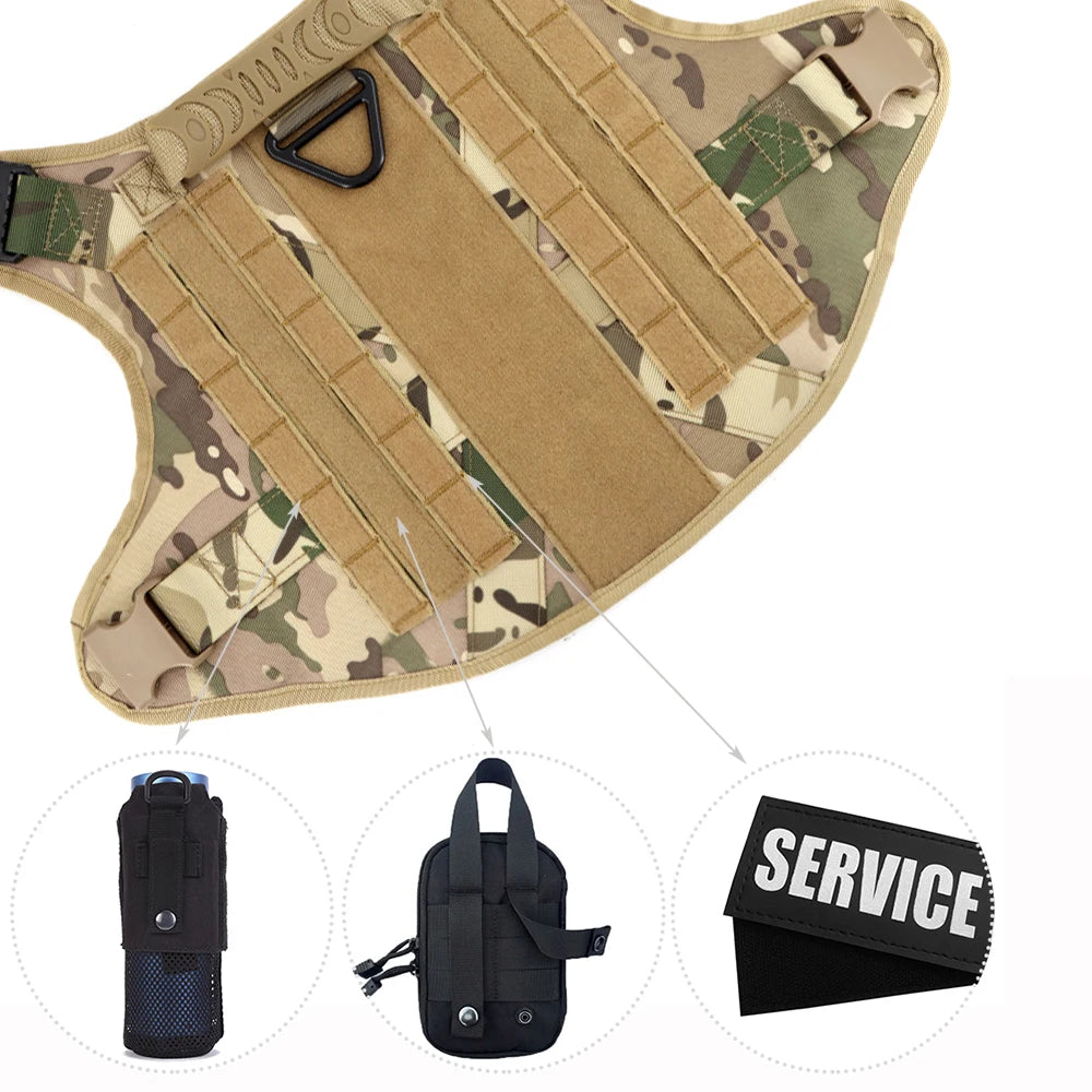 Heavy-Duty Tactical Dog Harness Set with Leash – No Pull Training Vest for Large Breeds