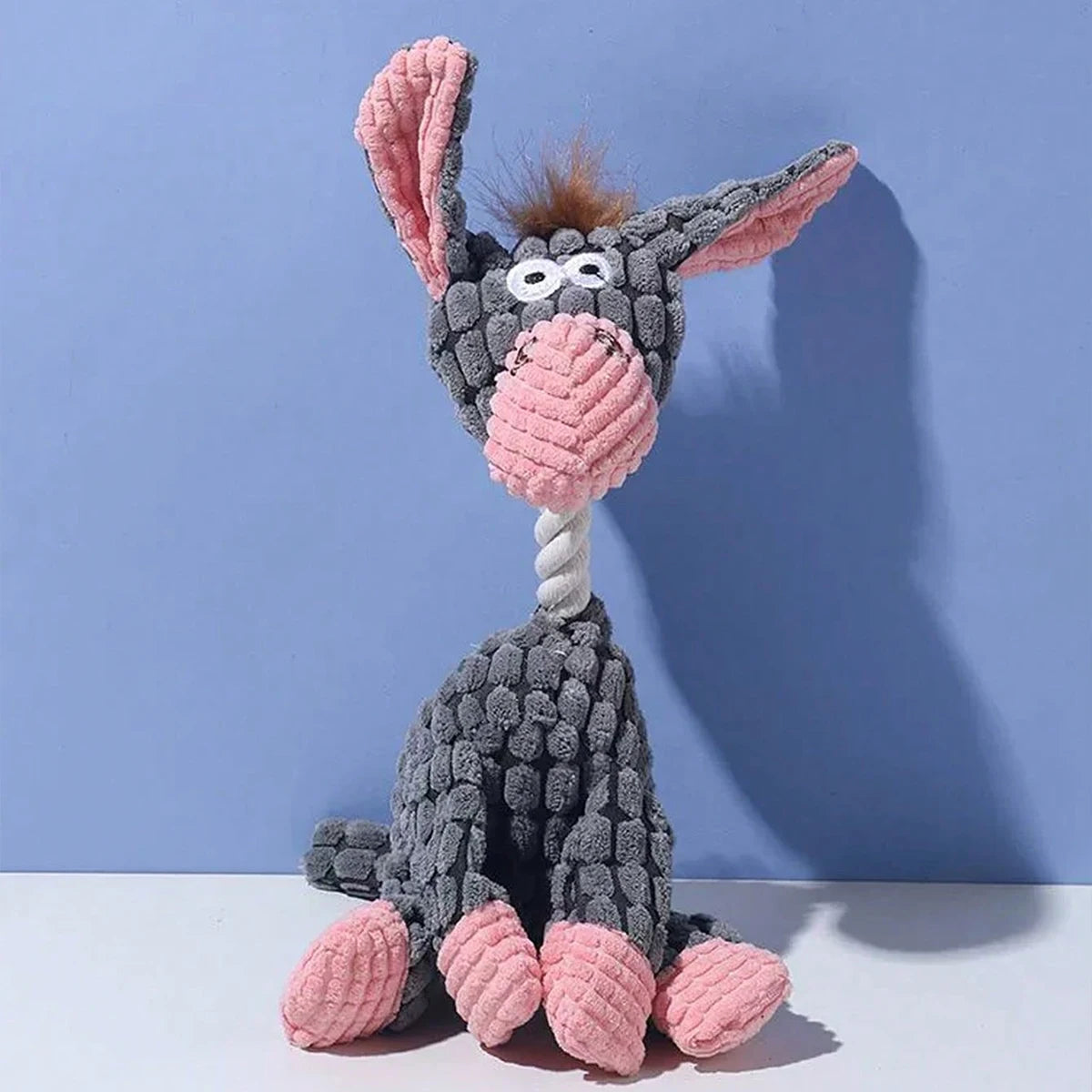 Donkey Plush Dog Toy – Squeaky Chewable Interactive Toy for Puppies & Dogs, Soft Teething Toy