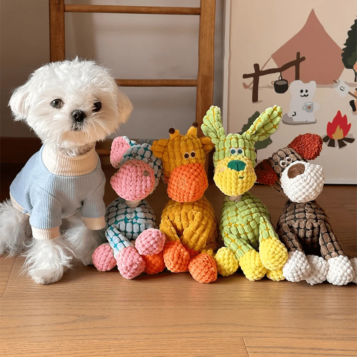 Donkey Plush Dog Toy – Squeaky Chewable Interactive Toy for Puppies & Dogs, Soft Teething Toy