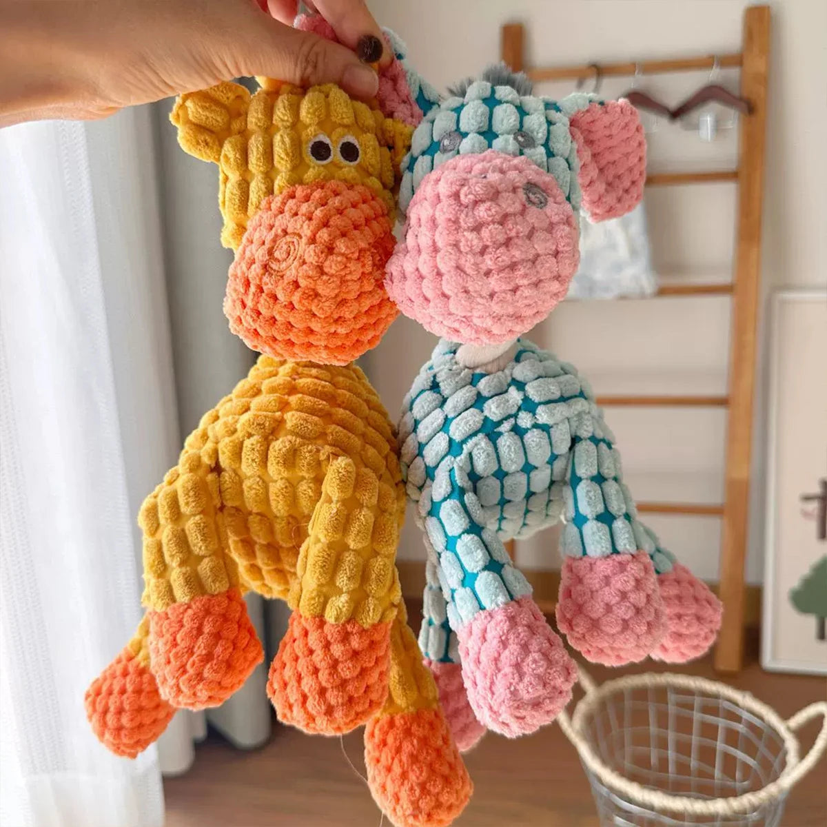 Donkey Plush Dog Toy – Squeaky Chewable Interactive Toy for Puppies & Dogs, Soft Teething Toy