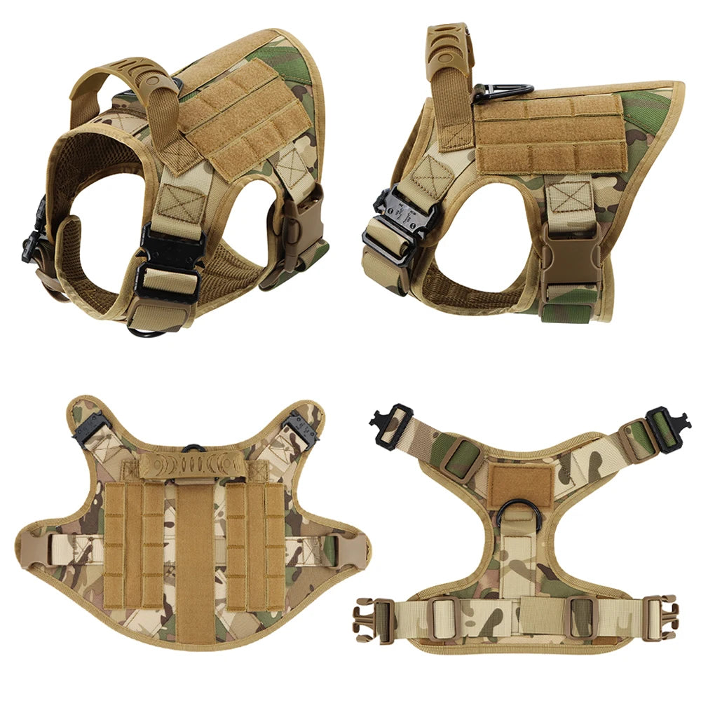 Heavy-Duty Tactical Dog Harness Set with Leash – No Pull Training Vest for Large Breeds