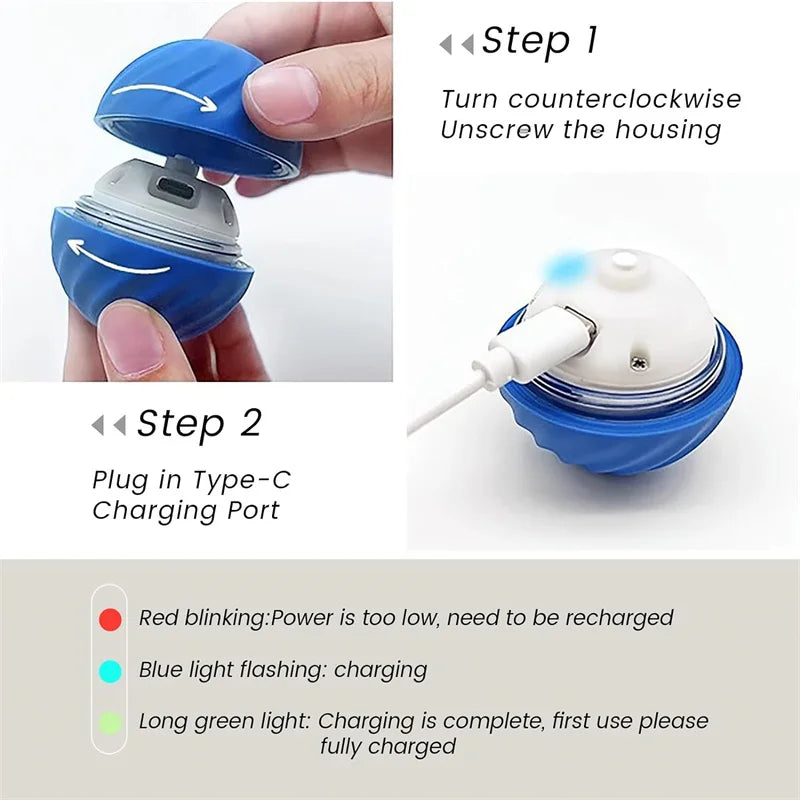Smart Interactive Dog Ball – USB Rechargeable Automatic Moving & Bouncing Toy for Puppies & Cats