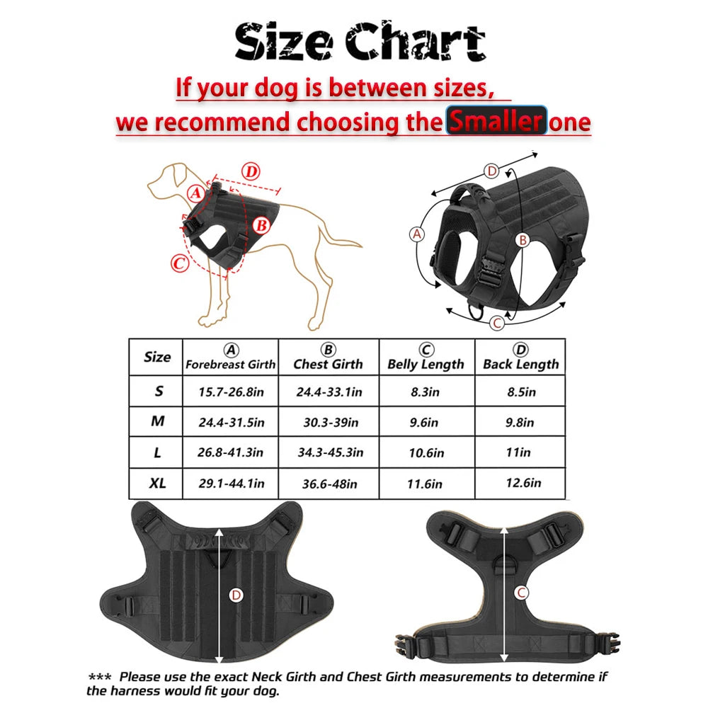 Heavy-Duty Tactical Dog Harness Set with Leash – No Pull Training Vest for Large Breeds